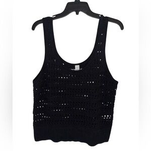 Old Navy Black Knit Crochet Tank Top